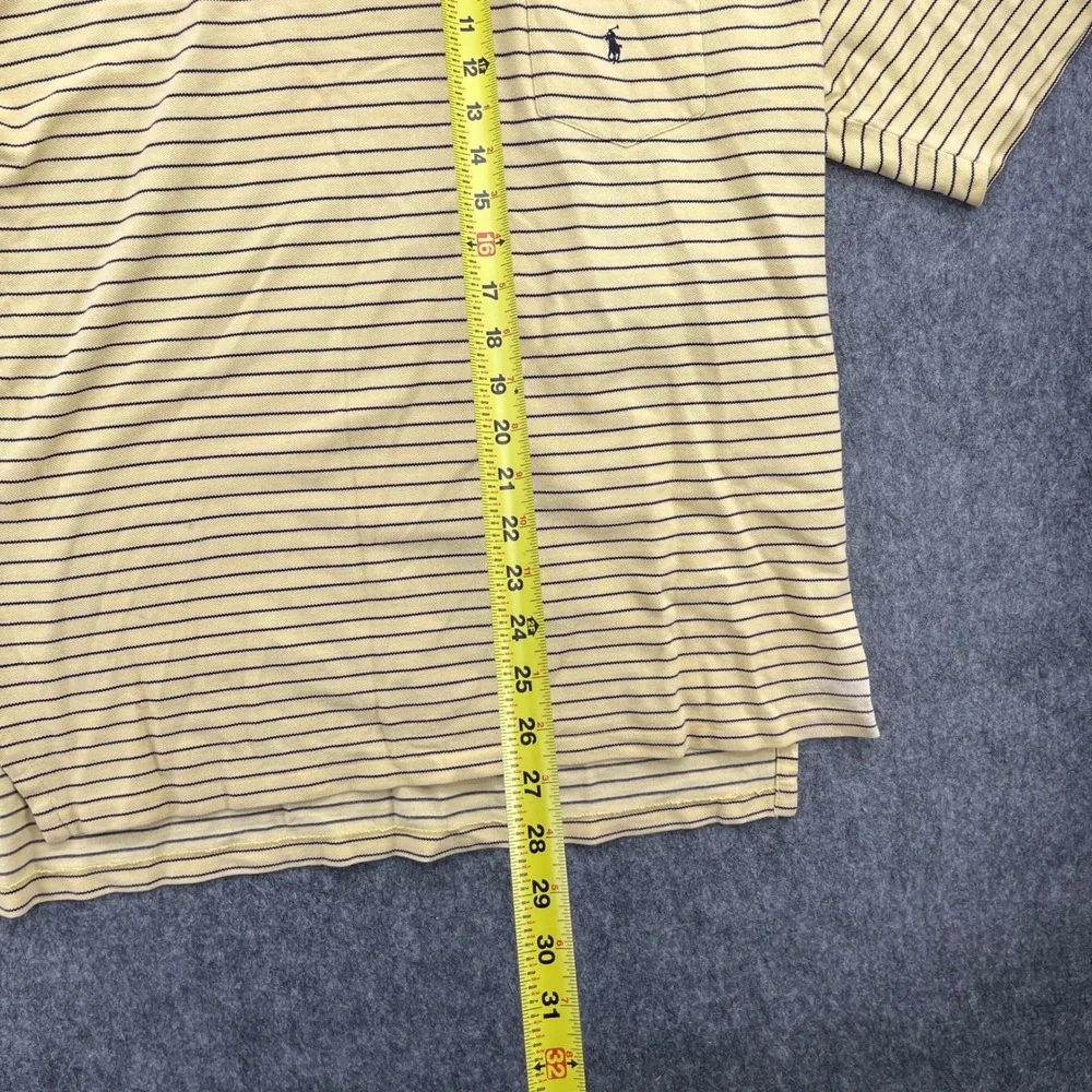 Polo Ralph Lauren Shirt Mens 2XL Yellow Striped Pocket Polo Shirt 100% Cotton